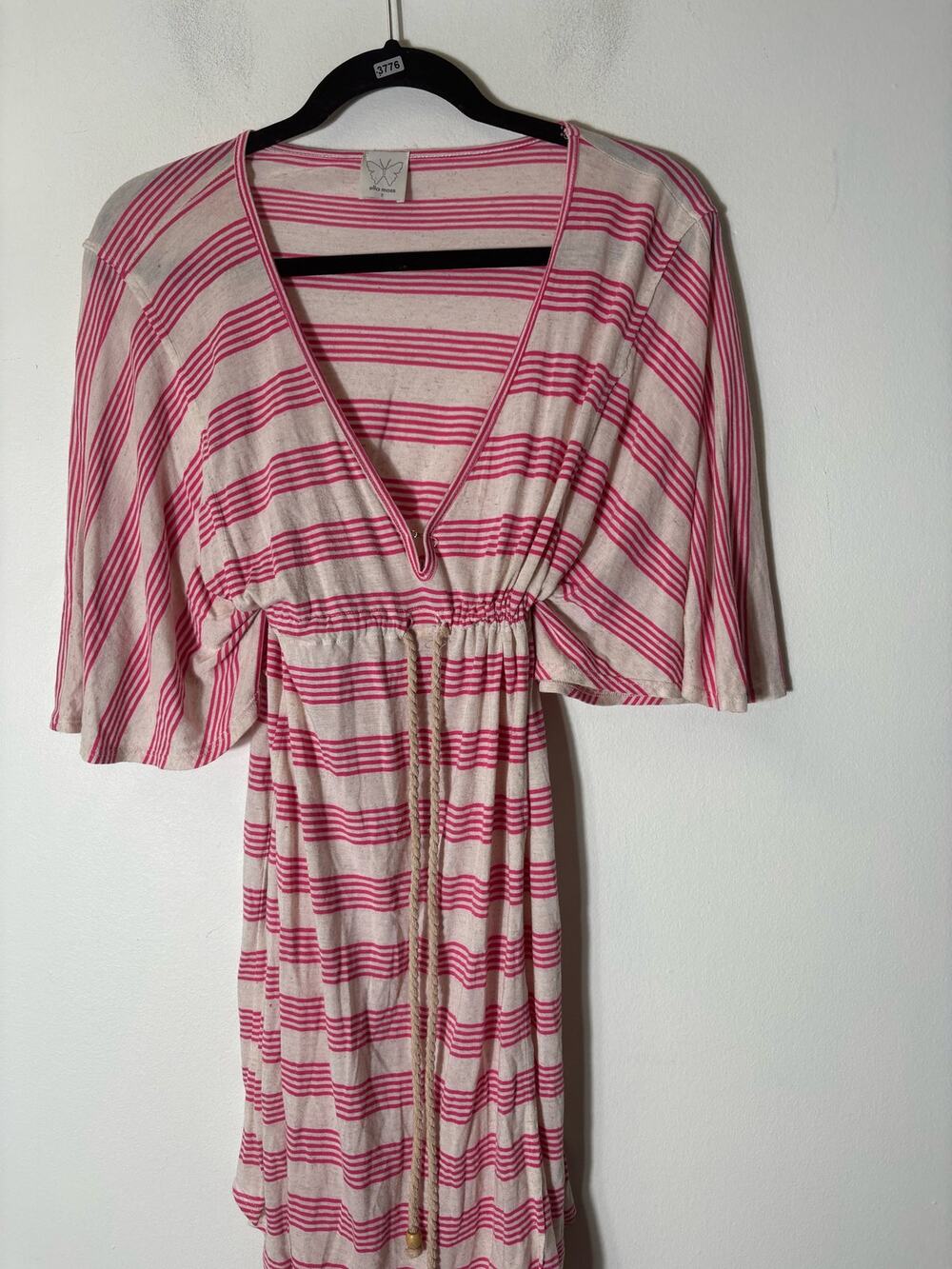 Ella Moss Hot Pink Stripe Knee Length Dress; Cinches at the Waist